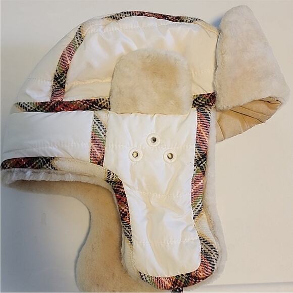 J.Crew White Tartan Shearling Plaid Trapper Hat with Ear Flaps main image 7
